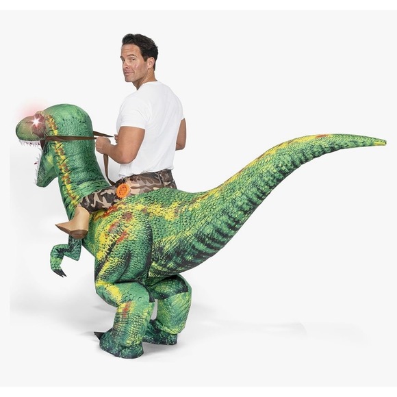 NEW Spooktacular Creations Inflatable Ride a Raptor Costume Adult One Size Green - Picture 3 of 7